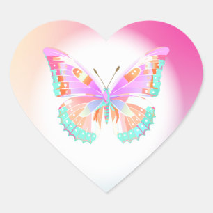Butterfly Geburtstagsparty Kinder farbenfroh Herz-Aufkleber