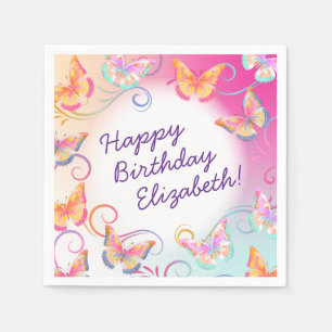 Butterfly Geburtstagsparty Kinder farbenfroh Serviette