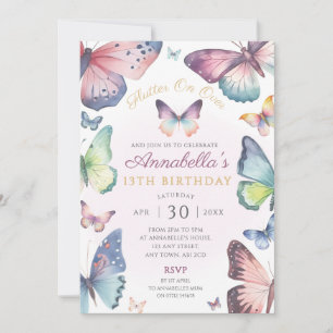Butterfly Geburtstagsparty lädt Pastel Butterflieg Einladung