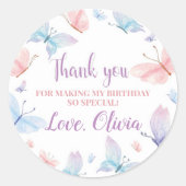 Butterfly Geburtstagsschilder Runder Aufkleber (Vorderseite)