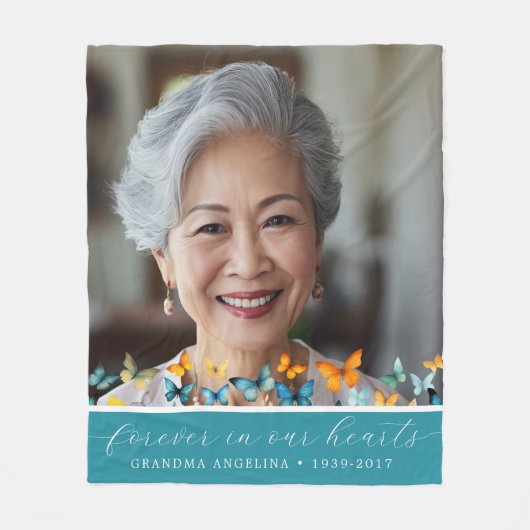 Butterfly-Gedenkstätte Aquamarin Fleecedecke (Vorderseite)