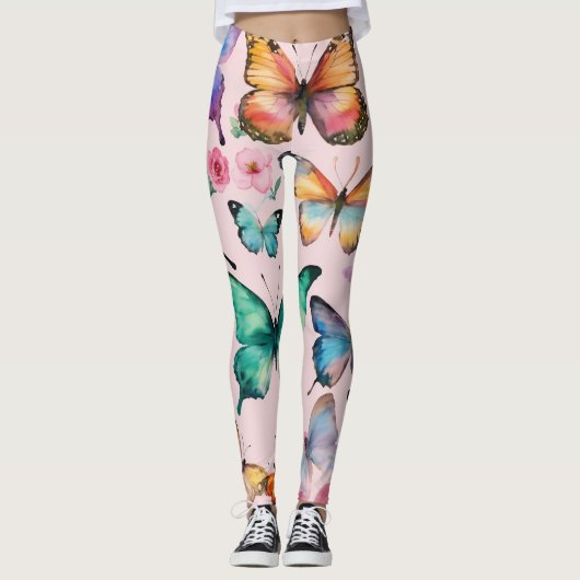 Butterfly-gedruckte Leggings (Vorderseite)