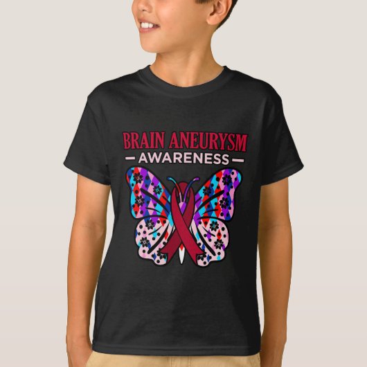 Butterfly Gehirn Aneurysm Awareness Monatsunterstü T-Shirt (Vorderseite)