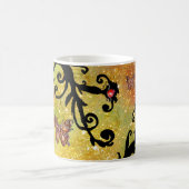 BÜTTERFLY-GELBE-GLITZERN, SCHWARZES BLUMENMONOGRAM VERWANDLUNGSTASSE (Mittel)