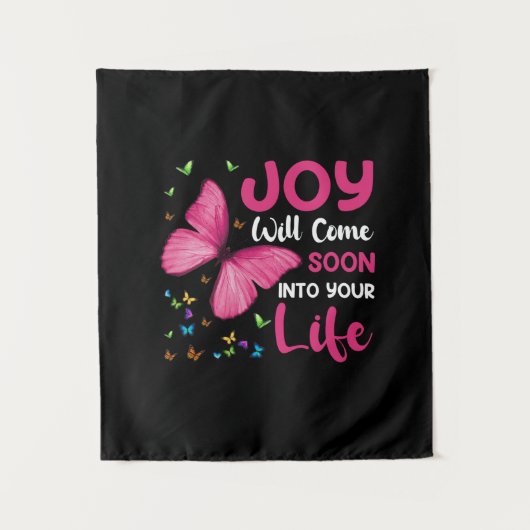 Butterfly-Geschenk | Joy wird bald kommen Wandteppich (Vorderseite)