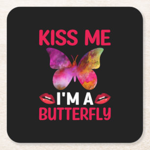 Butterfly-Geschenk Küss Me I are Butterfly Rechteckiger Pappuntersetzer