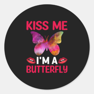 Butterfly-Geschenk Küss Me I are Butterfly Runder Aufkleber