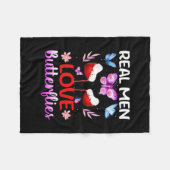 Butterfly-Geschenk | Real Men Liebe Schmetterlinge Fleecedecke (Vorderseite (Horizontal))