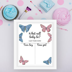 Butterfly - Geschlecht offenbart Kartografie von J Poster