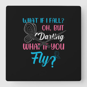 Butterfly Gift What If You Fly Quadratische Wanduhr