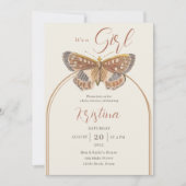 Butterfly Girl All in One Baby Shower Einladung (Vorderseite)