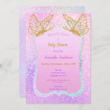 Butterfly Girl Baby Dusche Gold Glitzer Pink