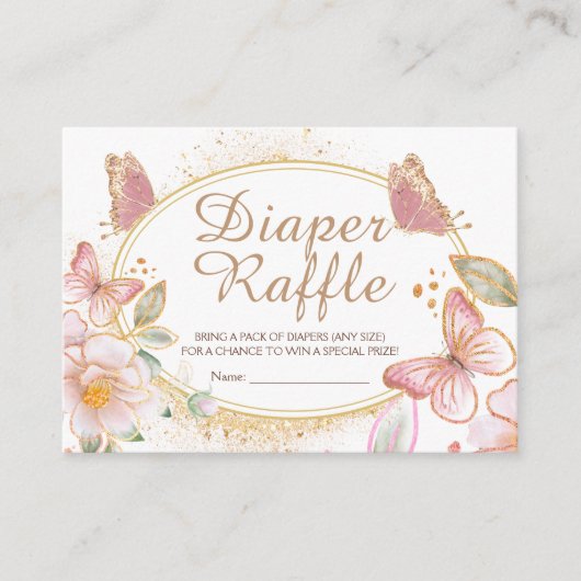 Butterfly Girl Baby Duschkabine Windeln Raffelverp Begleitkarte (Vorderseite)