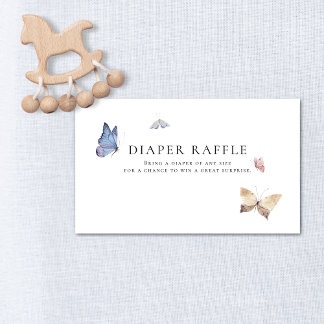 Butterfly Girl Baby Shower Diaper Raffle Begleitkarte