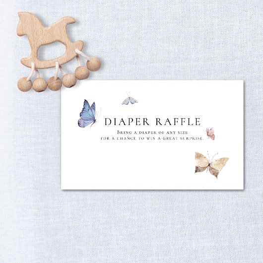 Butterfly Girl Baby Shower Diaper Raffle Begleitkarte