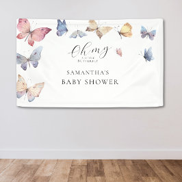 Butterfly Girl Baby Shower Watercolor Banner