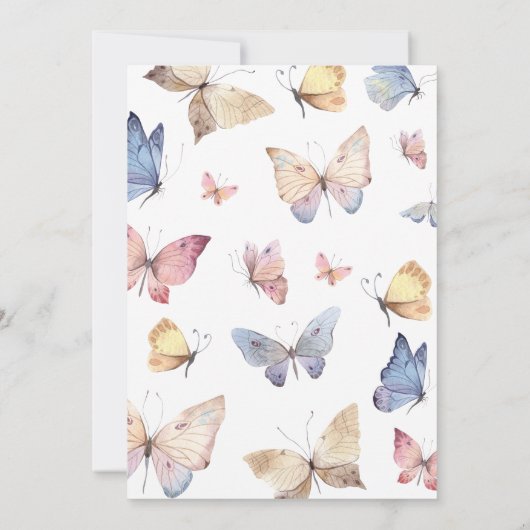 Butterfly Girl Baby Shower Watercolor Invitation Einladung (Rückseite)