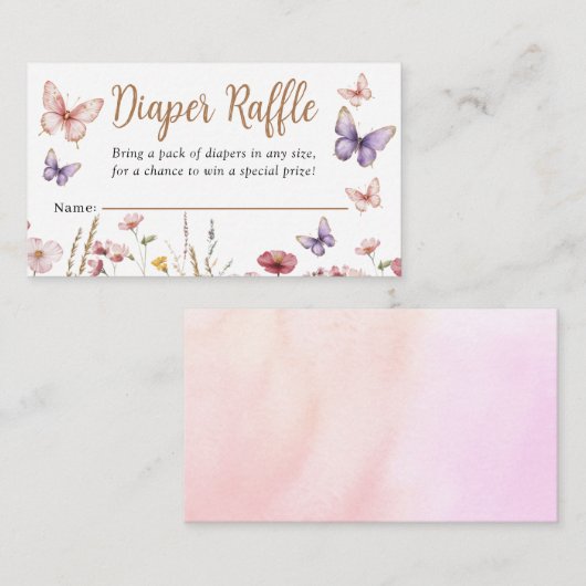 Butterfly Girl Babydusche Bläschen Windeln Raffel Begleitkarte (Vorne/Hinten)