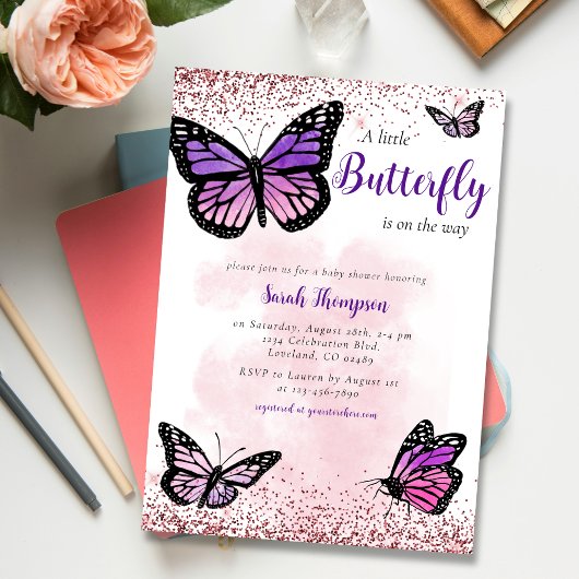 Butterfly Girl Babydusche Einladung