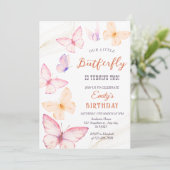 Butterfly girl Birthday  Einladung (Stehend Vorderseite)