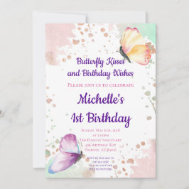 Butterfly Girl Einladung zum 1. Geburtstag