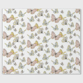 Butterfly Girl Pastel Pink Blue Yellow Hübsch Geschenkpapier (Flach)