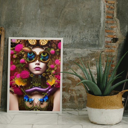 Butterfly Girl Surreal Fantasy Art Print Poster