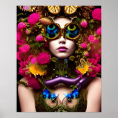 Butterfly Girl Surreal Fantasy Art Print Poster (Vorne)