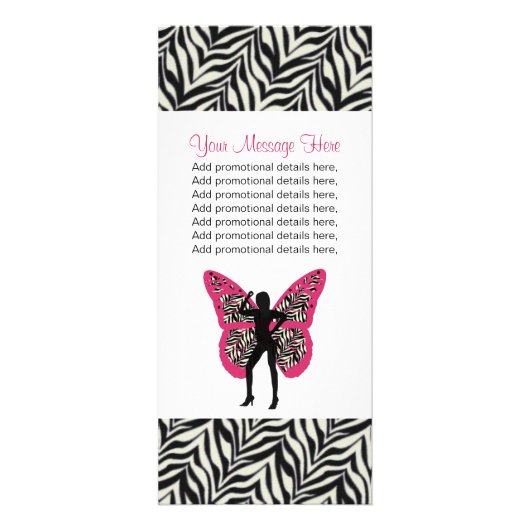 Butterfly Girl und Zebra Print Rack Cards Werbekarte (Vorne)