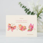 Butterfly Girls Geburtstagsparty Danke Karte (Stehend Vorderseite)