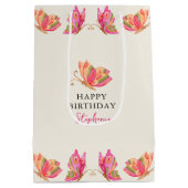 Butterfly Girls Geburtstagsparty Mittlere Geschenktüte (Rückseite)