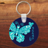 Butterfly Girls lila blauer Himmel Name Schlüssela Schlüsselanhänger (Vorderseite)