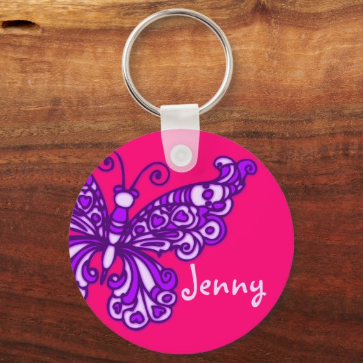 Butterfly Girls lila rosa Schlüsselanhänger (Vorderseite)