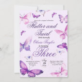 Butterfly Girls zum Geburtstag Einladung (Vorderseite)