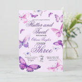 Butterfly Girls zum Geburtstag Einladung (Stehend Vorderseite)