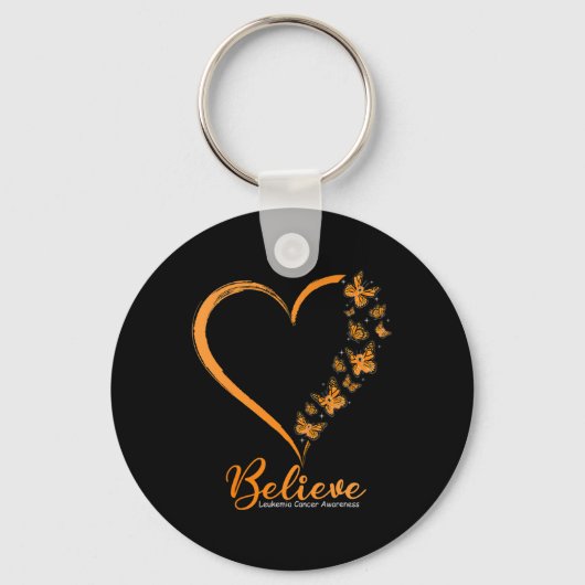 Butterfly Glaube Leukämie Bewusstsein Orange Ribbo Schlüsselanhänger (Vorderseite)