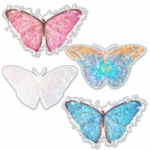 Butterfly Glitzer Blue Pink 4-pc Vynyl Contour Aufkleber (Vorderseite)