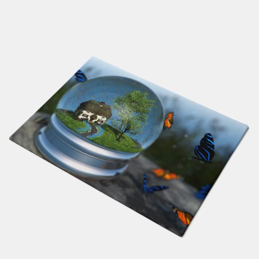 Butterfly Globe Doormat Fußmatte (Schrägansicht)