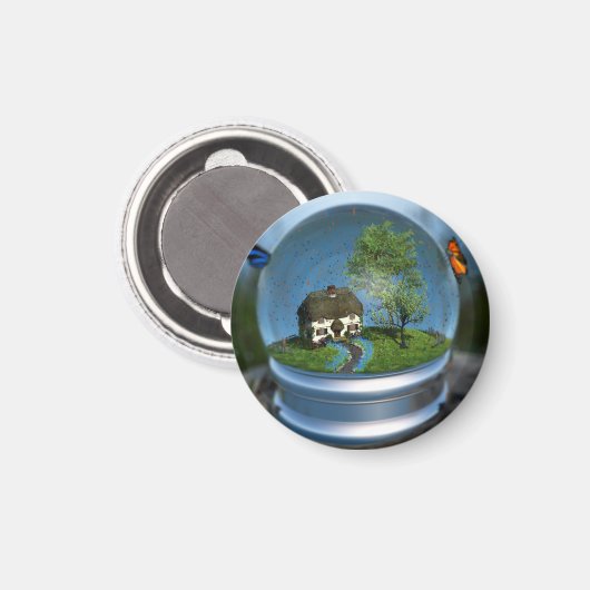 Butterfly Globe Magnet (Vorderseite/Rückseite)