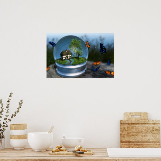 Butterfly Globe Print Poster (Küche)