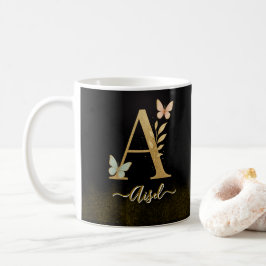 Butterfly Gold "A" Monogram Coffee Tasse