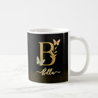 Butterfly Gold "B" Monogram Coffee Tasse
