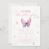 Butterfly Gold Baby Girl Dusche Einladung (Vorderseite)