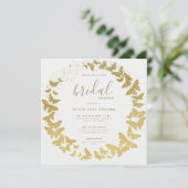 Butterfly Gold Elegantes Boho Classic Brautparty Einladung (Stehend Vorderseite)