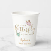 Butterfly Gold Glitzer Babydusche Pappbecher (Vorderseite)