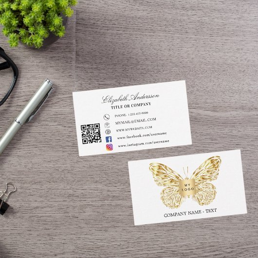 Butterfly-Gold-Logo QR-Code Visitenkarte