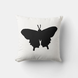 Butterfly Graphic Black and White Throw Pillow Kissen