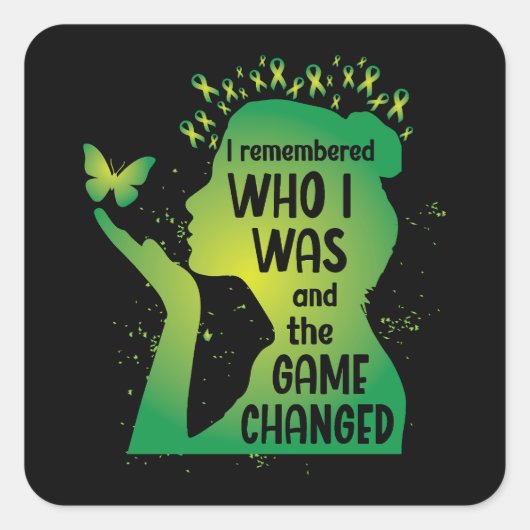 Butterfly Green Band für psychische Gesundheit Quadratischer Aufkleber (Vorderseite)