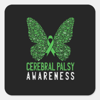 Butterfly Green Ribbon Quadratischer Aufkleber