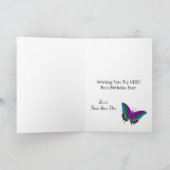 Butterfly & Green Strip Geburtstagkarte Karte (Innenseite)